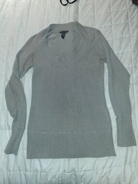 Hillard & Hanson Light Gray Scoop Neck Sweater